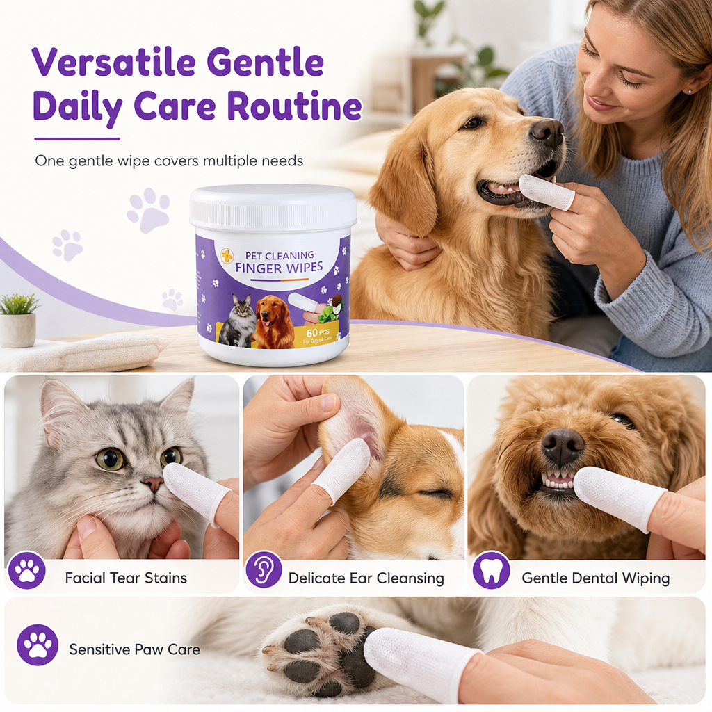 Pet Finger Cleaning Wipes for Dogs & Cats