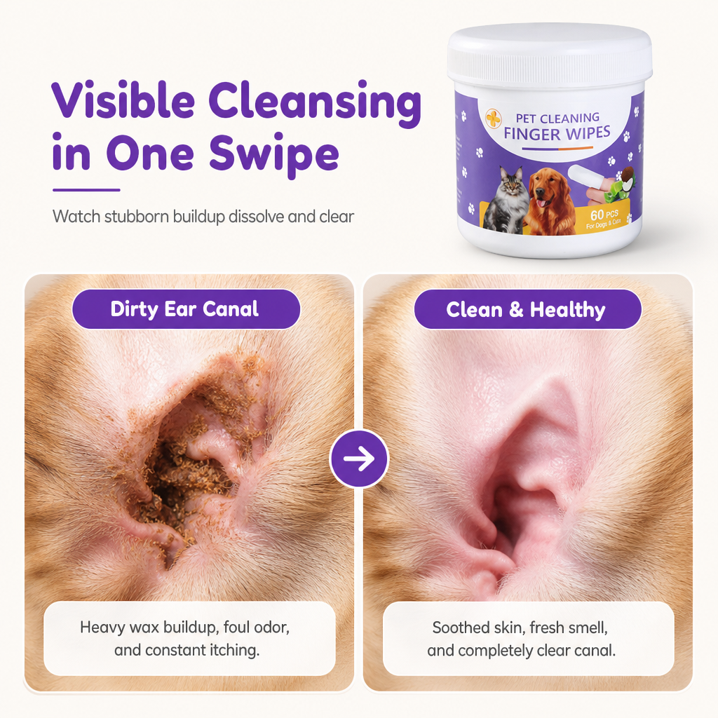 Pet Finger Cleaning Wipes for Dogs & Cats